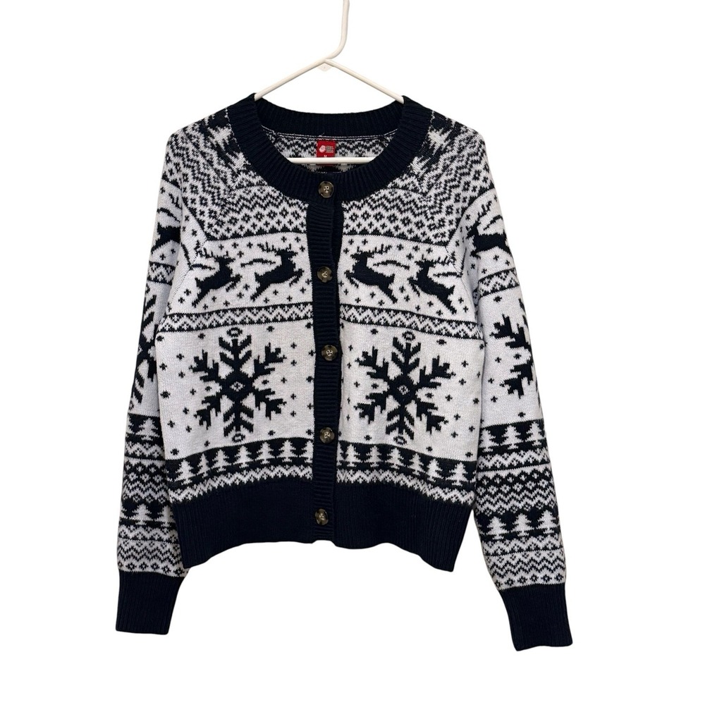 Fair Isle Cardigan Navy Cream M Cabincore Apres Ski Nordic